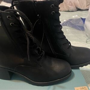 Classic Black Lace-Up Heeled Ankle Boots